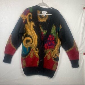 Collections By Michelle Stuart Hand Knit Mohair Blend Oversized Cardigan Sweater